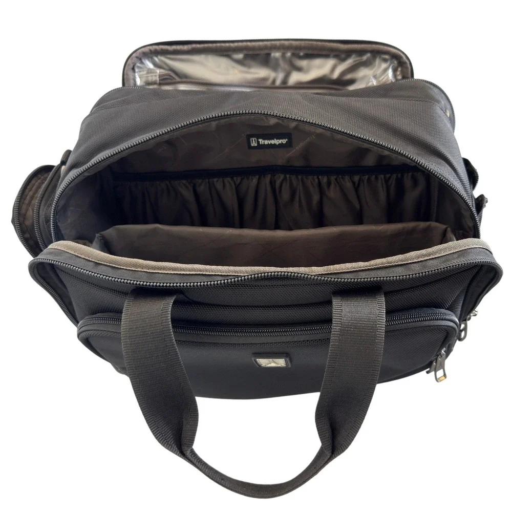 Travelpro Black Ballistic Nylon Flight Bag Multi-Pocket Carry On Travel Briefcas